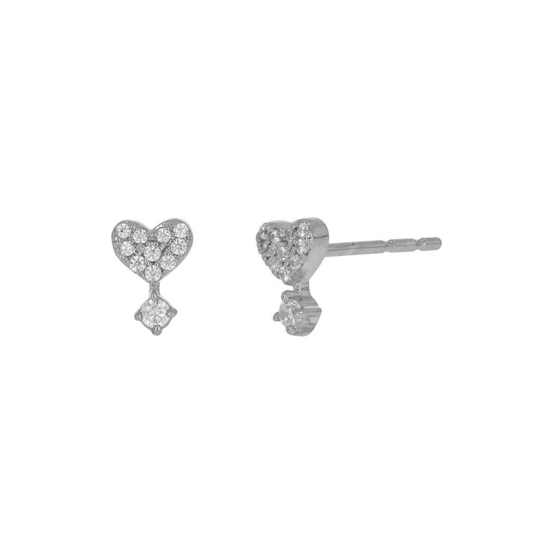 EFB54278. 14K Solid Gold Diamond Heart Stud Earrings