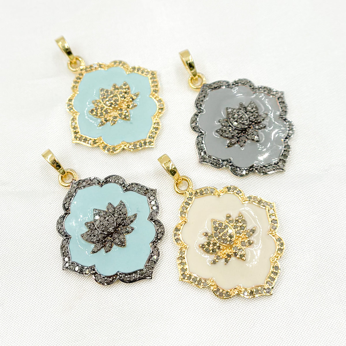 Sterling Silver Flower Enamel Pendant