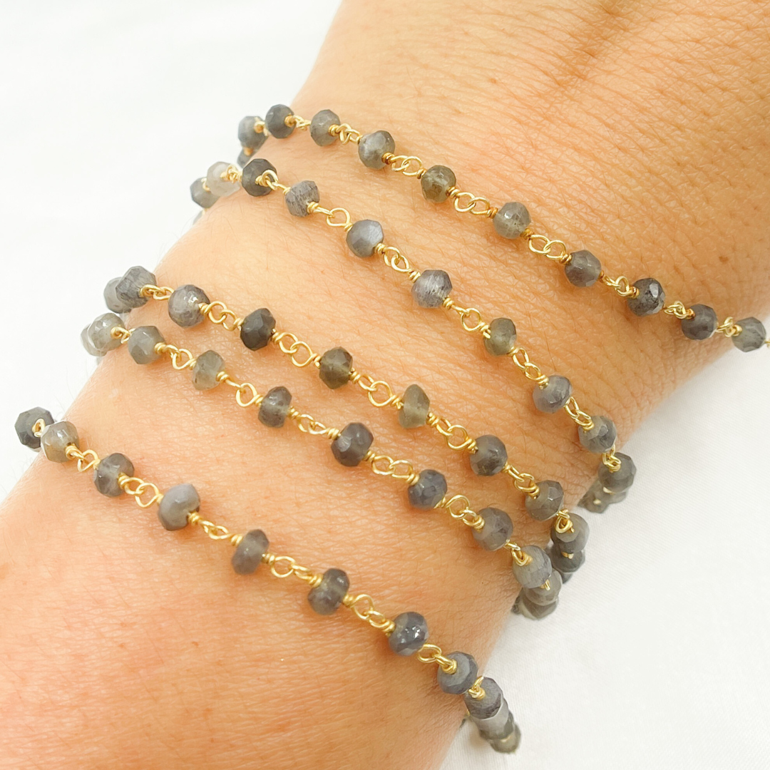 BMS5. Black Moonstone Wire Chain