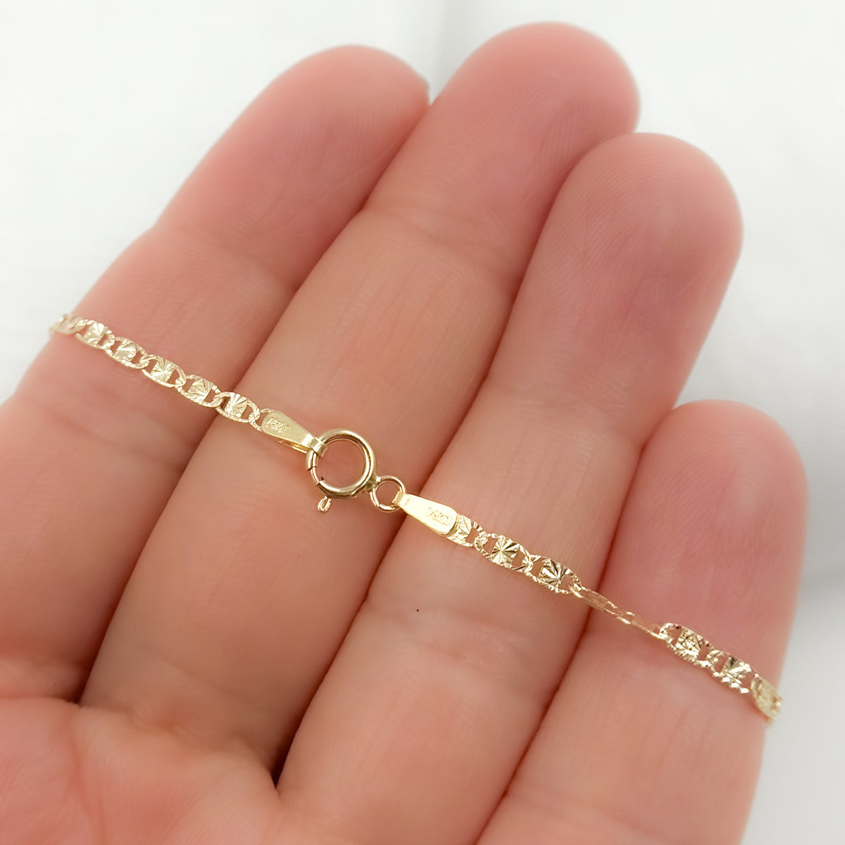 Shop 14k Solid Yellow Gold Diamond Cut Marina Link Bracelet