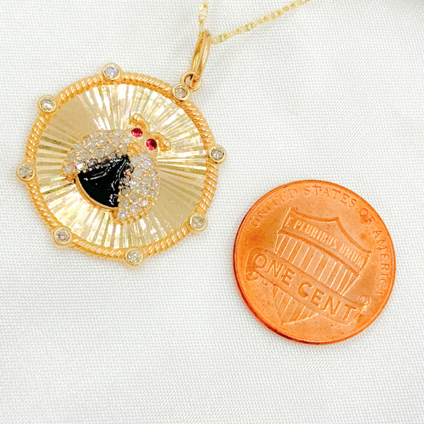 14K Solid Gold Beetle Charm with Enamel and Gemstones