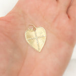 Load image into Gallery viewer, GDP49. 14K Solid Gold Diamond Cross Heart Charm
