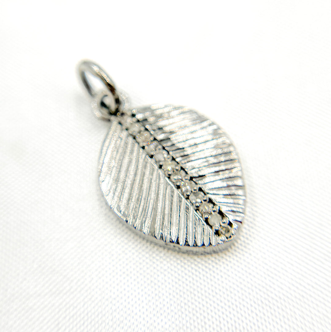 DC937. Diamond Sterling Silver Leaf Charm