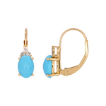 Load image into Gallery viewer, CE96524TQ7X5. 14K Solid Gold Diamond and Turquoise Dangle Earrings