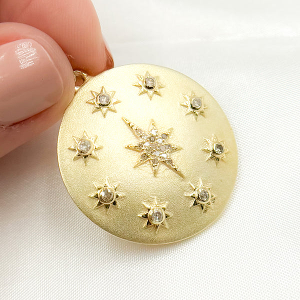 Diamond Sterling Silver Round Star Pendant