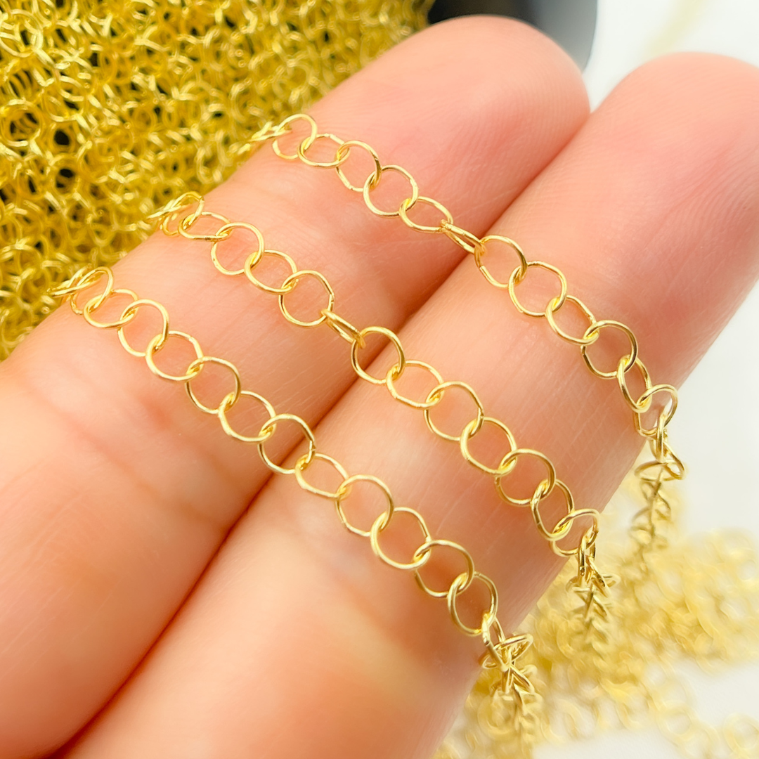 Smooth Round Chain 14k Solid Gold Smooth Round Link Chain