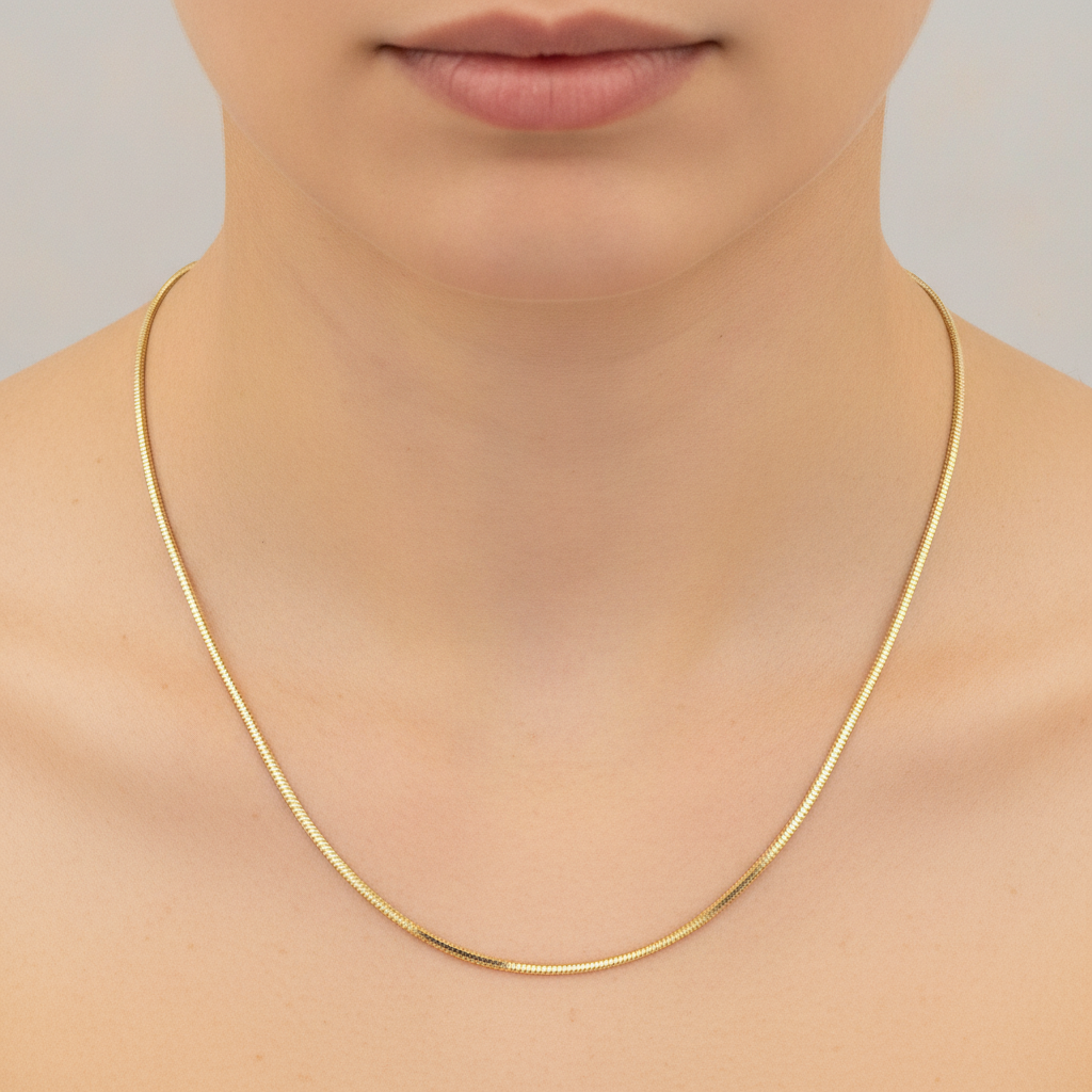 120CCTD. 14k Solid Yellow Gold Snake Necklace