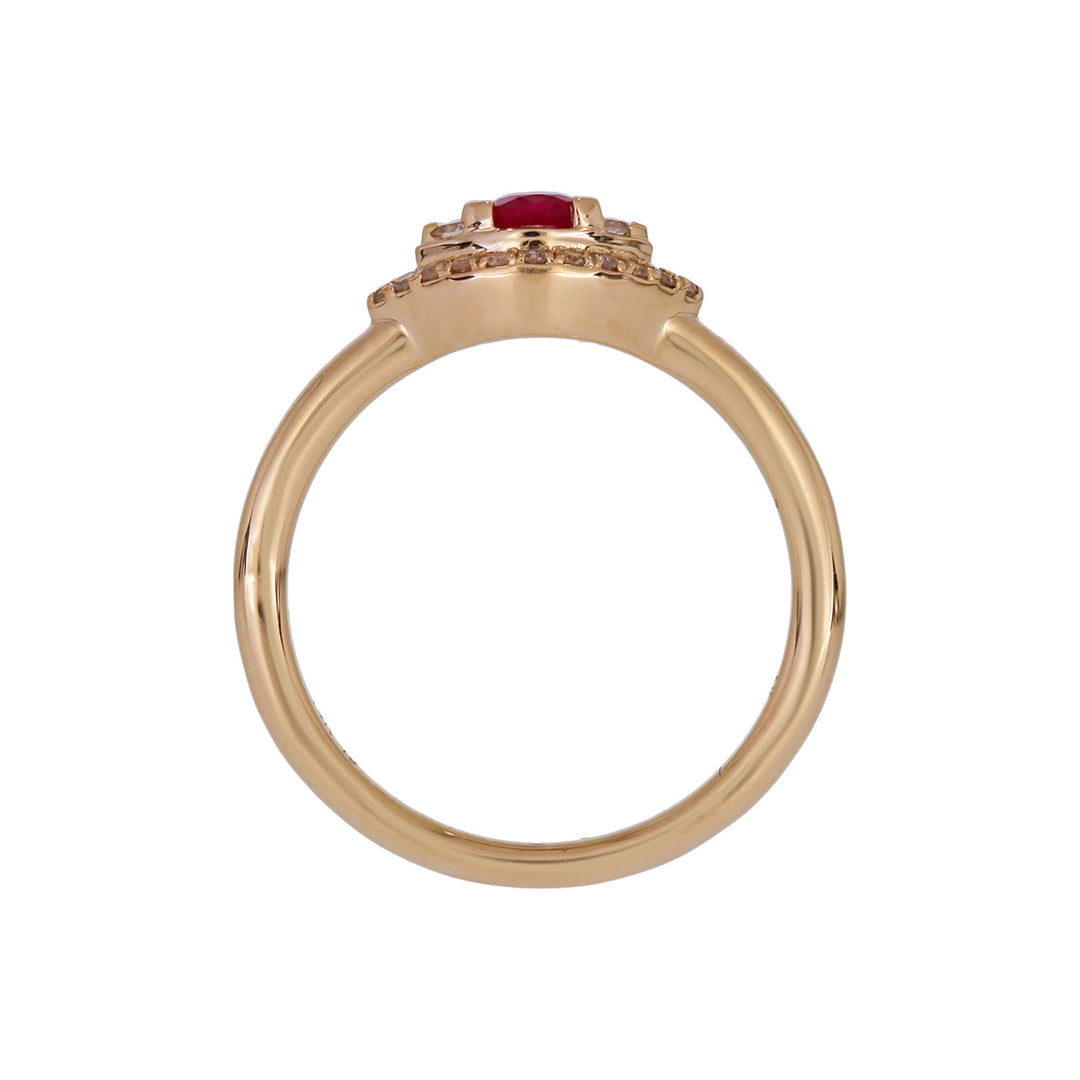 RFB17775RU. 14k Solid Gold Diamond and Ruby Eye Ring