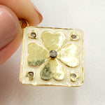 Load image into Gallery viewer, DP781A. Diamond Sterling Silver Square Flower Enamel Pendant
