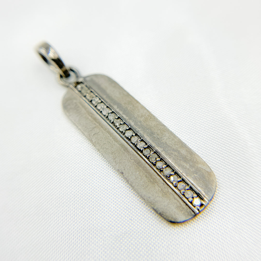 DP379. Diamond & Sterling Silver Rectangle Pendant
