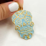 Load image into Gallery viewer, DP562A. Diamond Sterling Silver Skull Enamel Pendant
