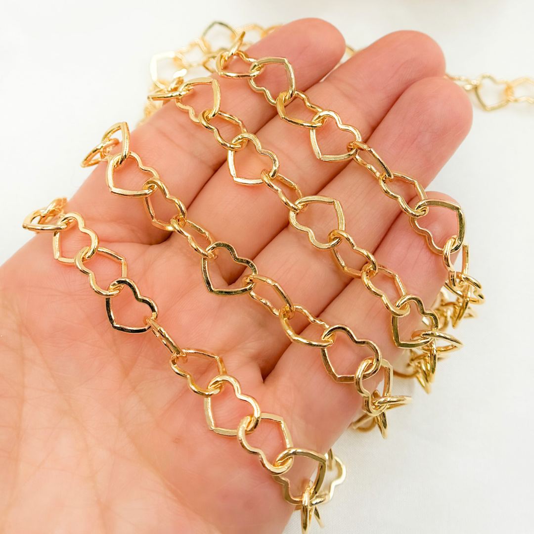Solid Gold Filled Flat Heart Link Chain