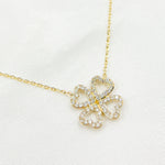 Load image into Gallery viewer, 14K Solid Gold 4 Heart Clover Diamond Necklace. NT112116
