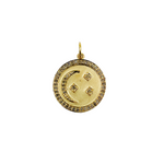 Load image into Gallery viewer, 14K Solid Gold with Diamonds Circle Charm with Moon and Squares in the Center. GDP72
