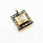 Load image into Gallery viewer, DC459. Diamond Sterling Silver Square Charm with Polki Diamond
