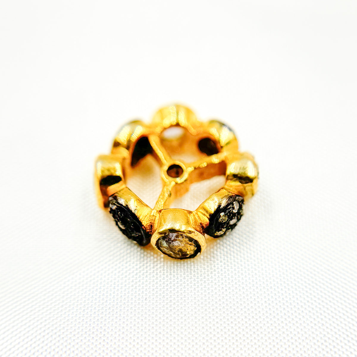 DC748. Diamond Sterling Silver Spacer Bead with Gemstone