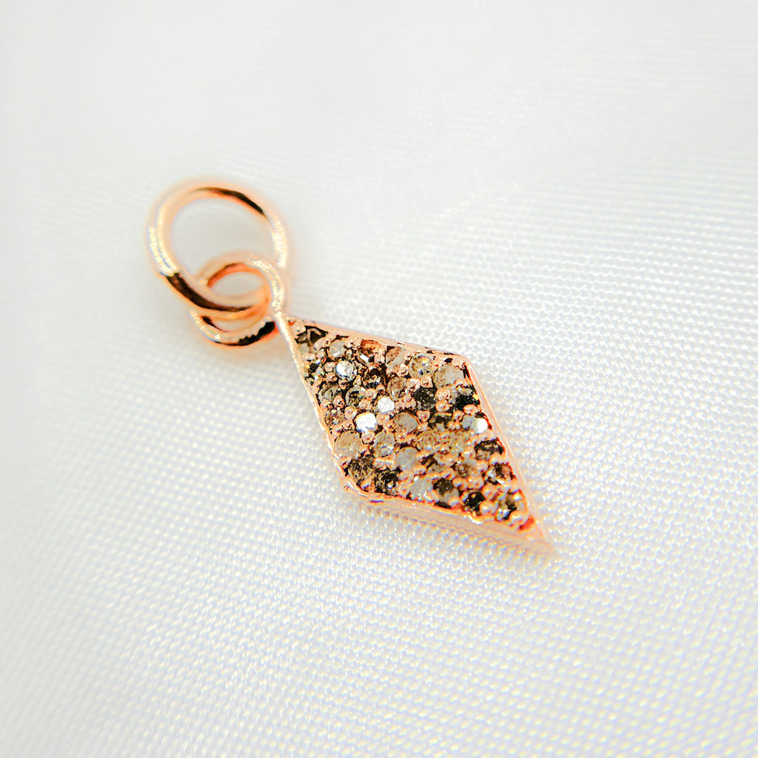 DC300. Diamond Sterling Silver Rhombus Shape Charm