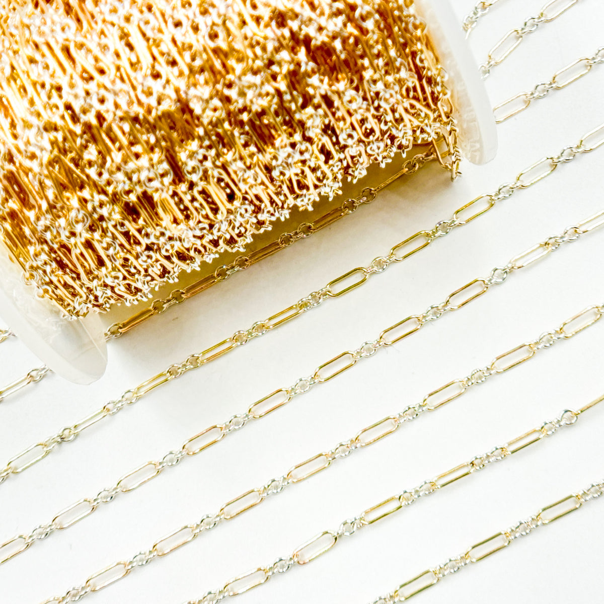 XM510TT. 1 Gold Filled Long & 3 Sterling Silver Short Link Chain