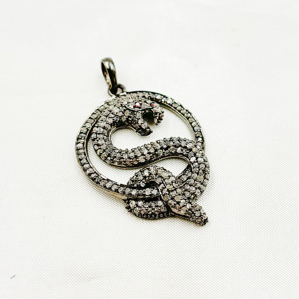 Shop Now Diamond Sterling Silver Snake Pendant with Gemstone