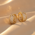 Load image into Gallery viewer, EHH57520. 14K Solid Yellow Gold Diamond Hoop Earrings