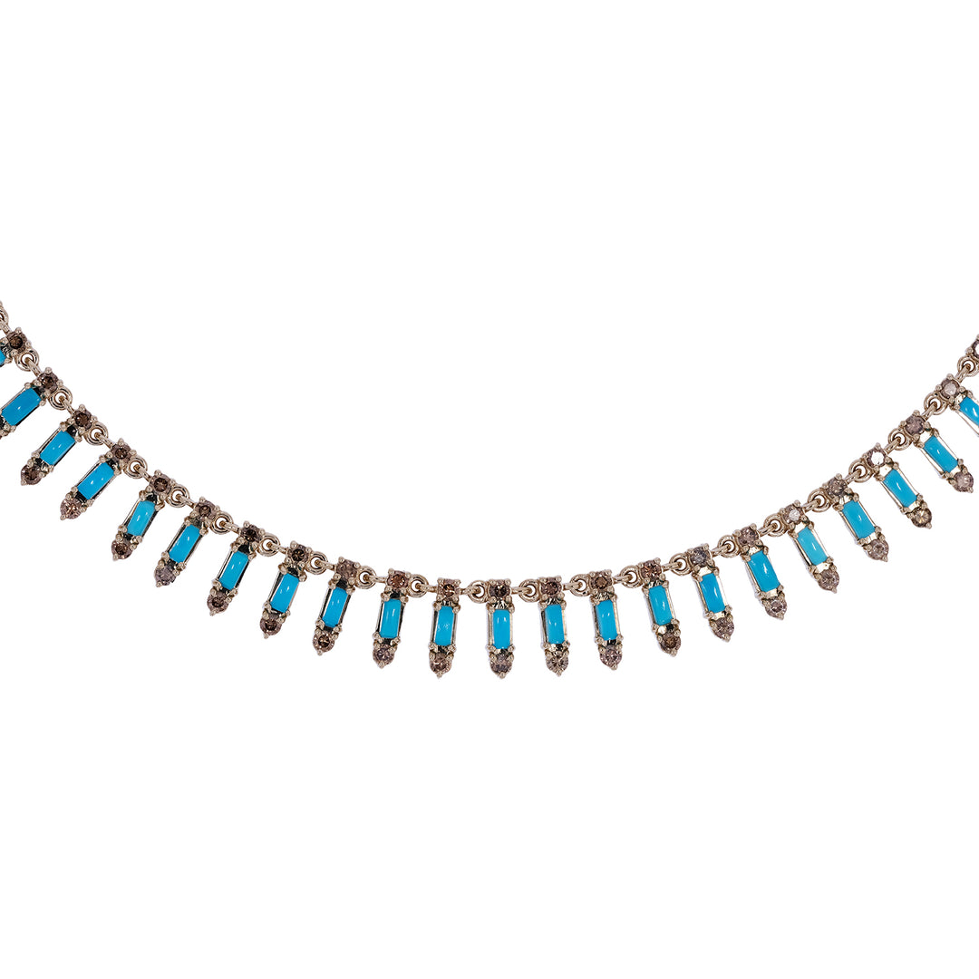 NFL70815. 14K Solid Gold Diamond and Gemstone Dangle Necklace