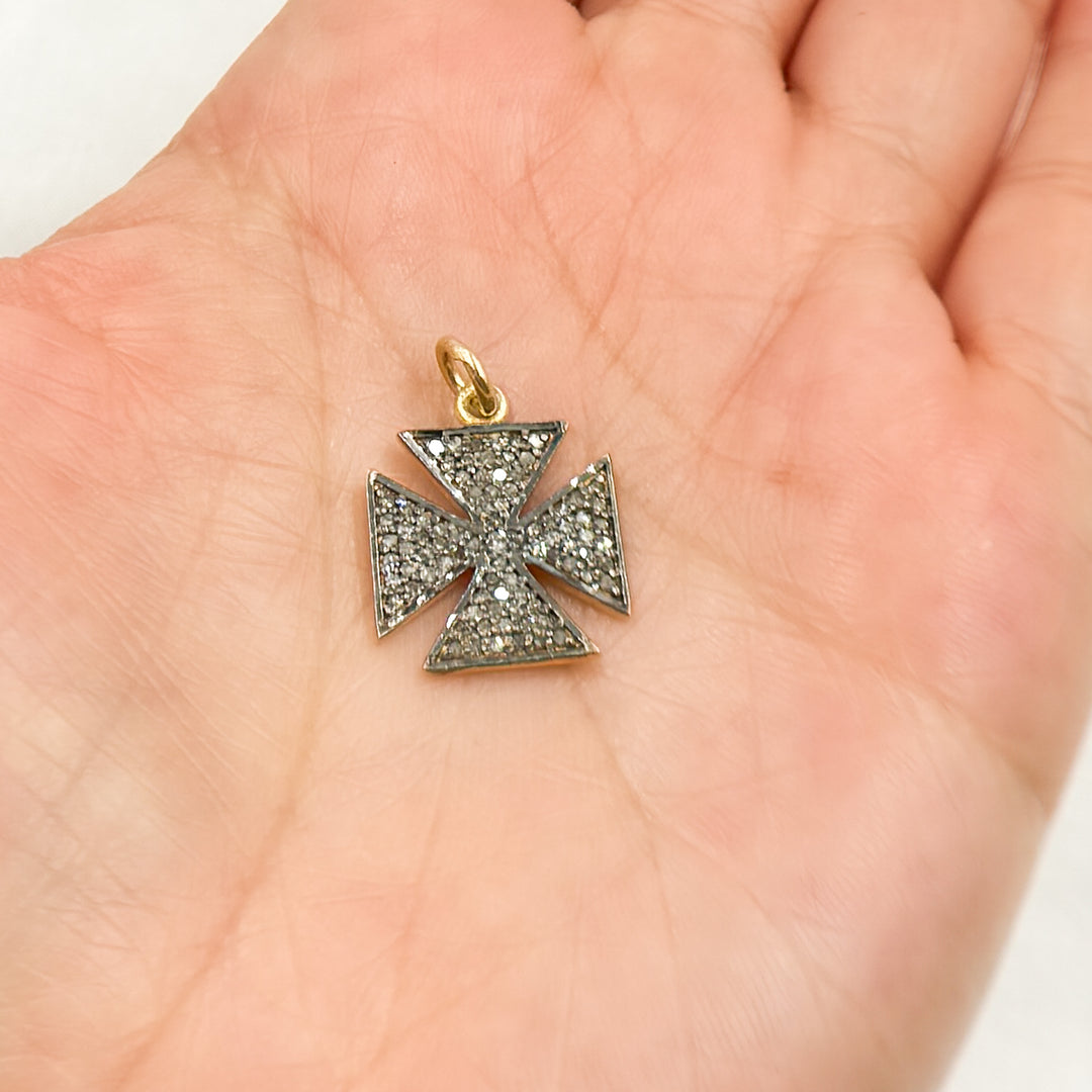 DC016. Diamond Sterling Silver Cross Charm