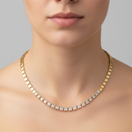 Load image into Gallery viewer, NFP71428. 14K Solid Gold Diamond Baguette Squares Necklace