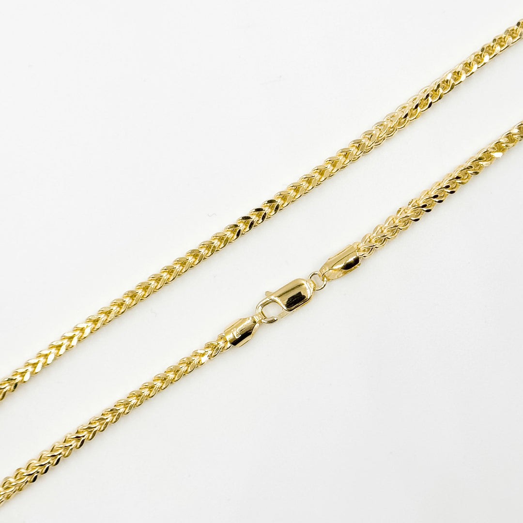 100HVI2004000. 14K Solid Yellow Gold Franco Hollow Chain Necklace