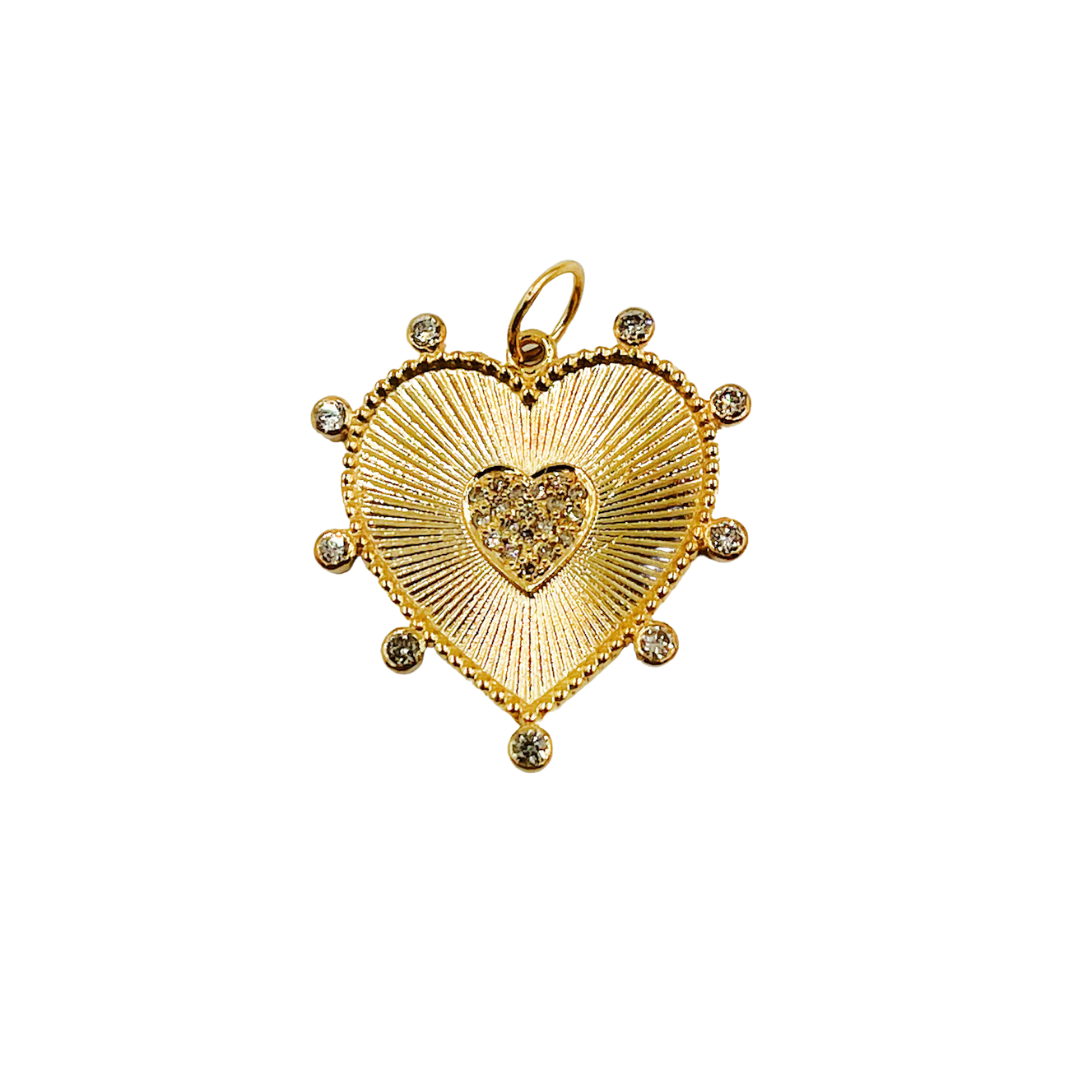 GDP47. 14K Solid Gold Diamond Heart Charm