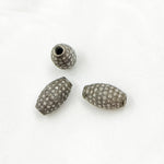 Load image into Gallery viewer, Black Rhodium 925 Sterling Silver Pave Diamond Barrel Bead. DC821

