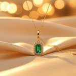 Load image into Gallery viewer, CMC00365EM6X4. 14K Solid Gold Rectangular-Shaped Emerald and Diamond Charm