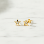 Load image into Gallery viewer, EFC52671Y. 14k Solid Gold Diamond Star Studs