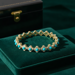 Load image into Gallery viewer, BR402766. 14K Solid Gold Diamond and Turquoise Flower Bracelet