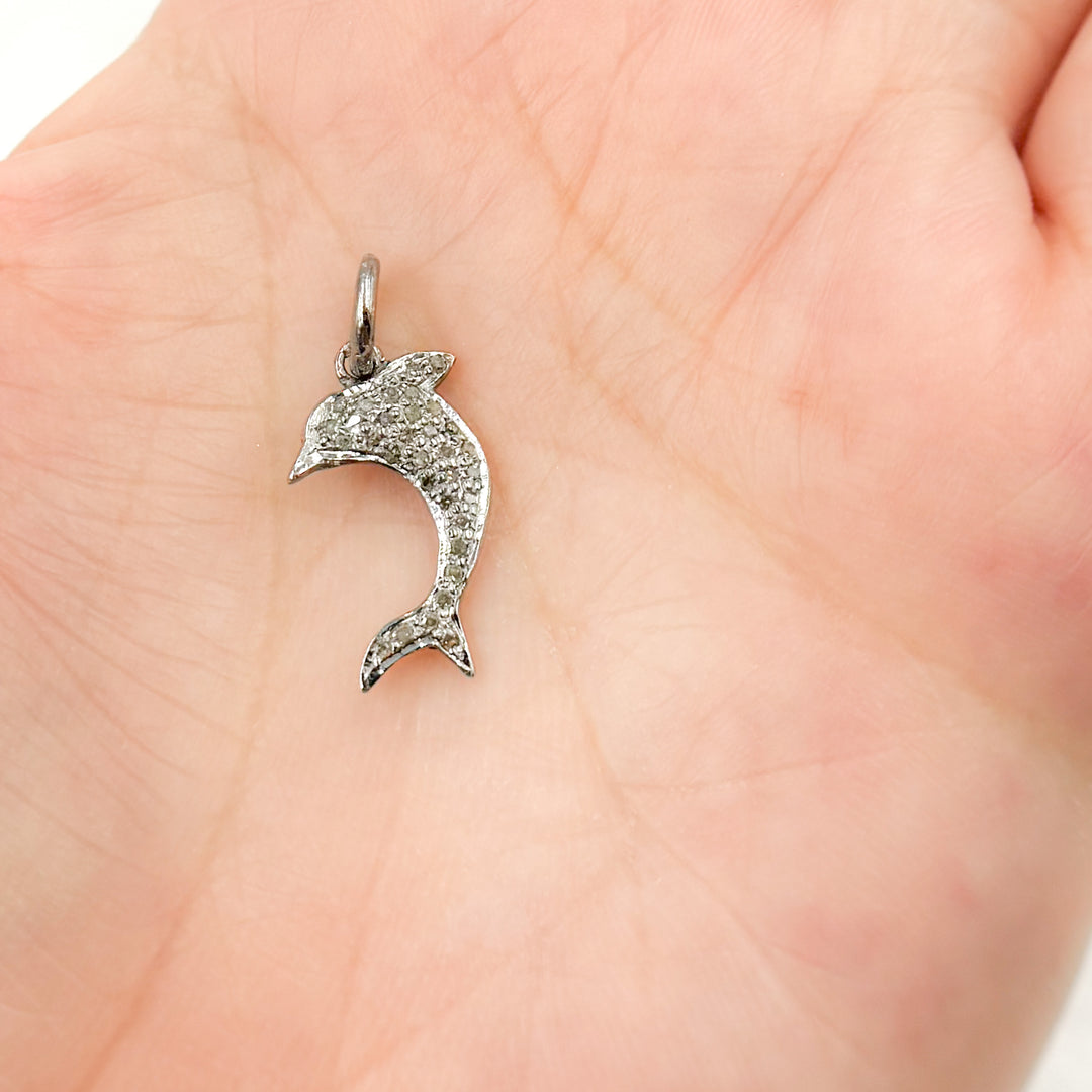 DC246. Diamond Sterling Silver Dolphin Charm