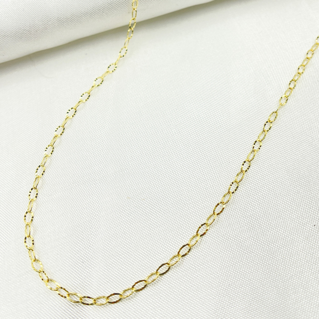 030FVBF22. 14k Solid Gold Diamond Cut Oval Link Chain