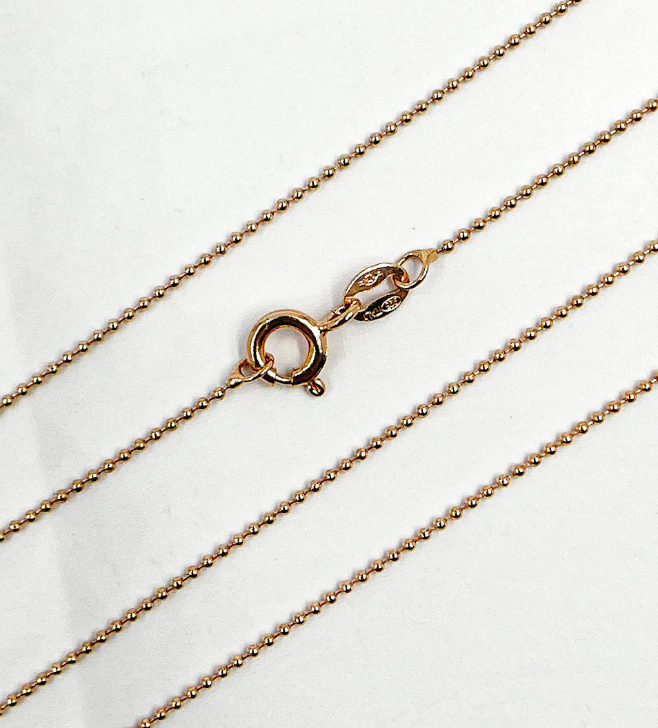 Rose Gold Pated 925 Sterling Silver  Ball Finish Necklace. 4Necklace