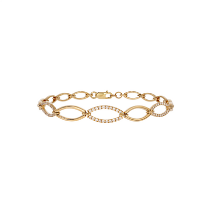 BFH61264. 14K Solid Yellow Gold Diamond Fancy Oval Bracelet