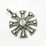 Load image into Gallery viewer, DP460. Diamond &amp; Sterling Silver Fancy Shape Pendant with Polki Diamond and Gemstone
