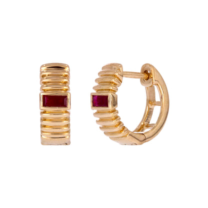 EHZ57170. 14k Solid Gold Gemstone Huggies