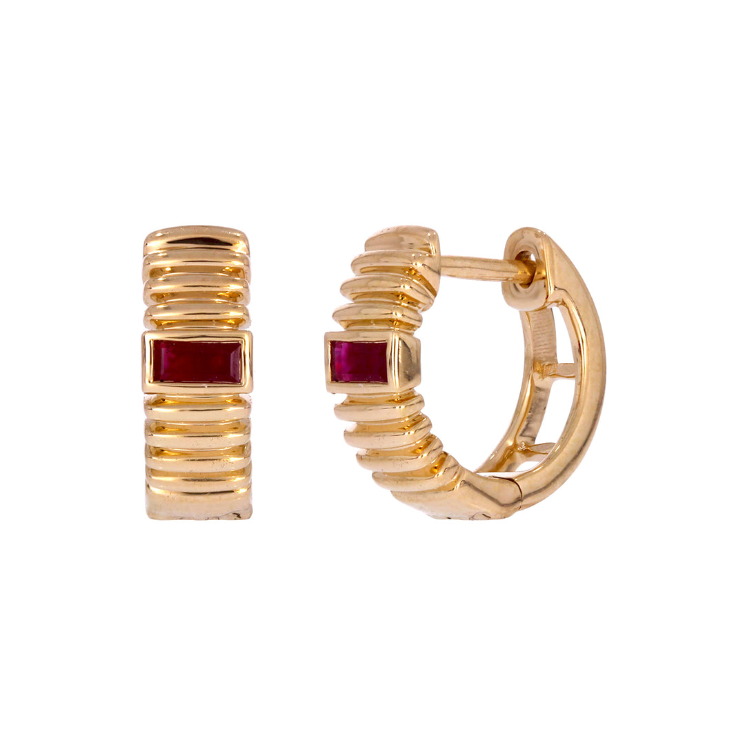 EHZ57170. 14k Solid Gold Gemstone Huggies