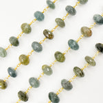 Load image into Gallery viewer, MOAQ1. Moss Aquamarine Gold Plated Wire Chain
