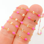 Load image into Gallery viewer, Shop Now Gold Filled Pink Color Enamel Marina Link Chain
