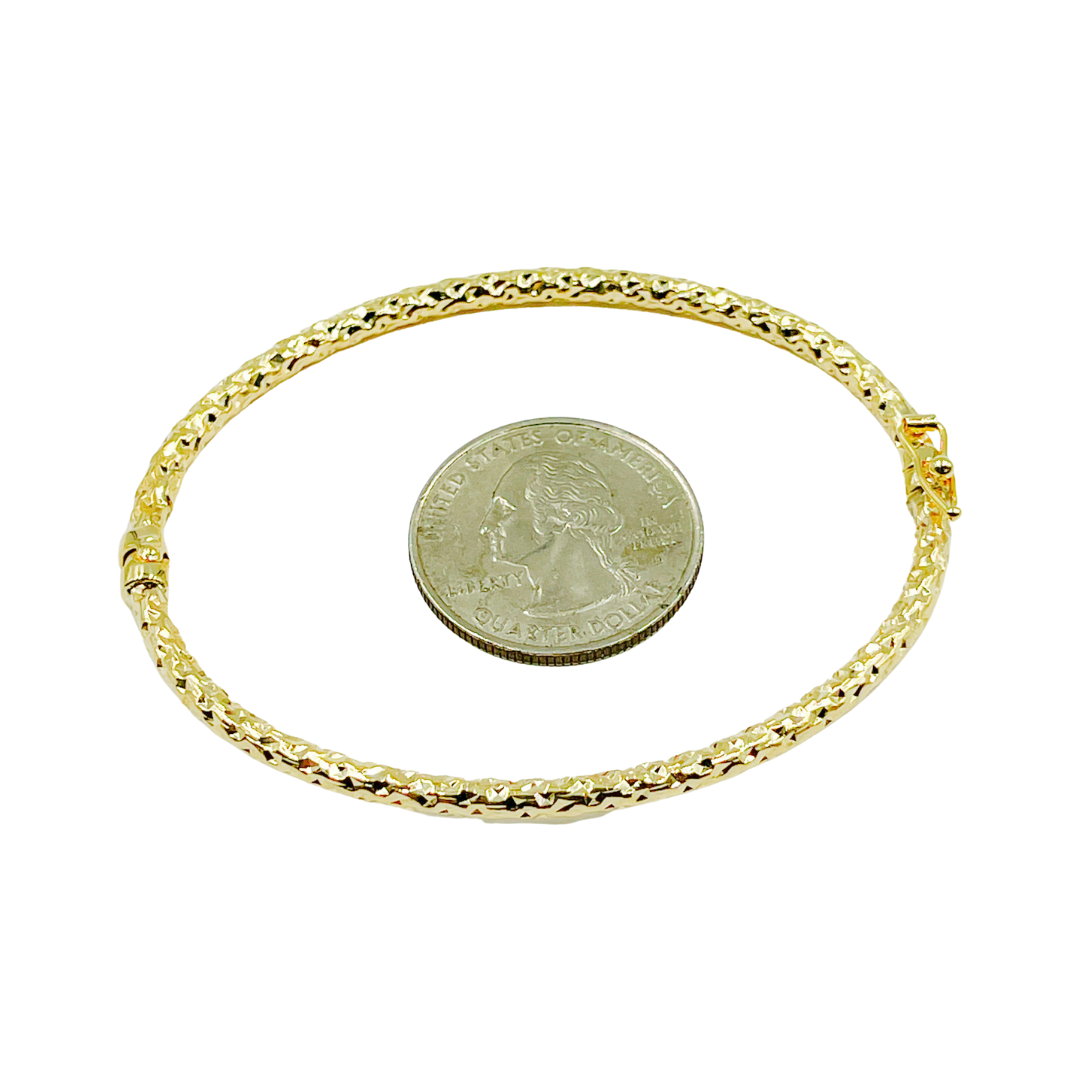 Bangle2. 14K Solid Gold Bangle Diamond Cut