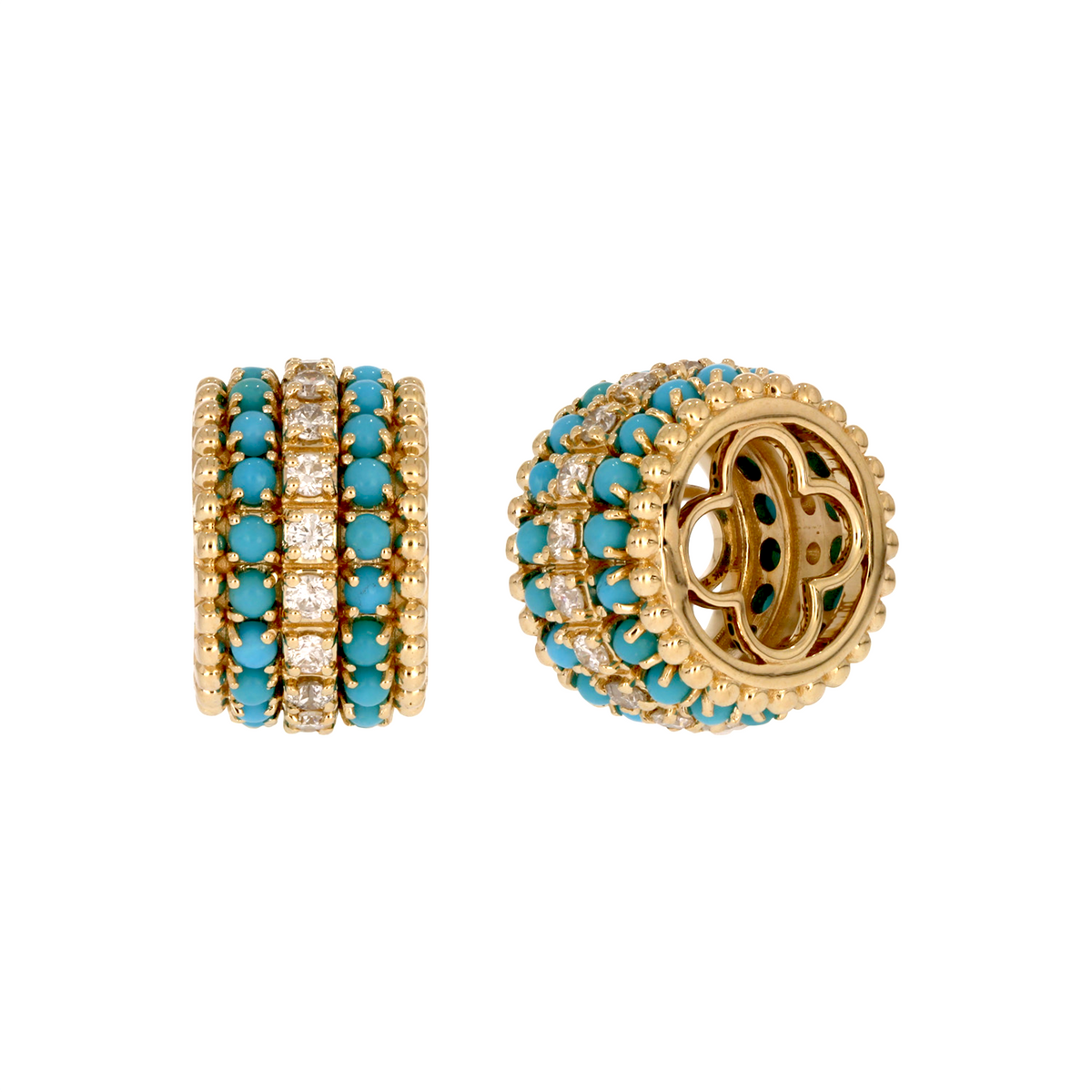 CME00244TQ. 14K Solid Gold Diamond and  Turquoise Charm