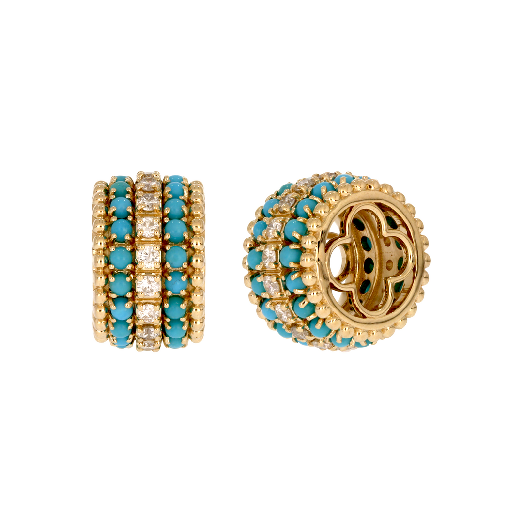 CME00244TQ. 14K Solid Gold Diamond and  Turquoise Charm