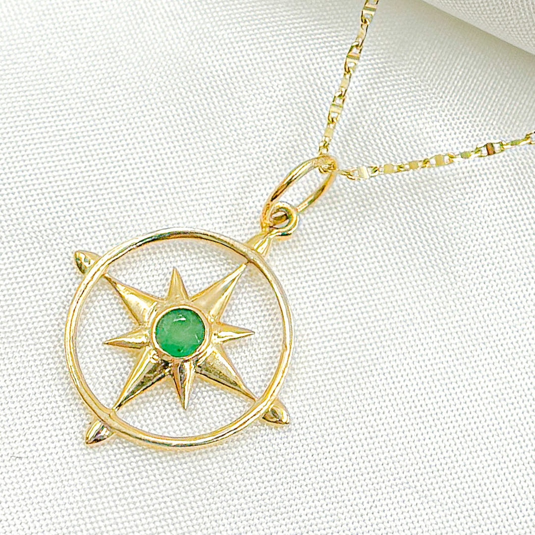 GDP280. 14K Solid Gold Gemstone Star Charm