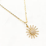 Load image into Gallery viewer, PFE33151. 14K Solid Gold Diamond Sun Necklace
