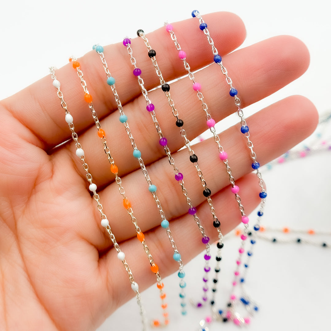 V203ENSS. Sterling Silver Enamel Chains