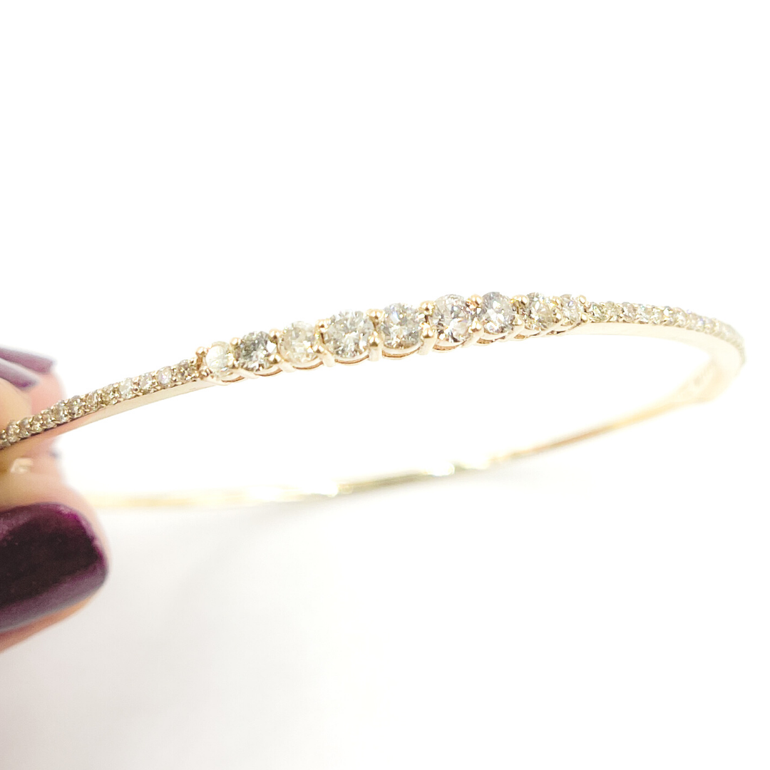 KG101. 14K Solid Gold Bangle with Diamonds