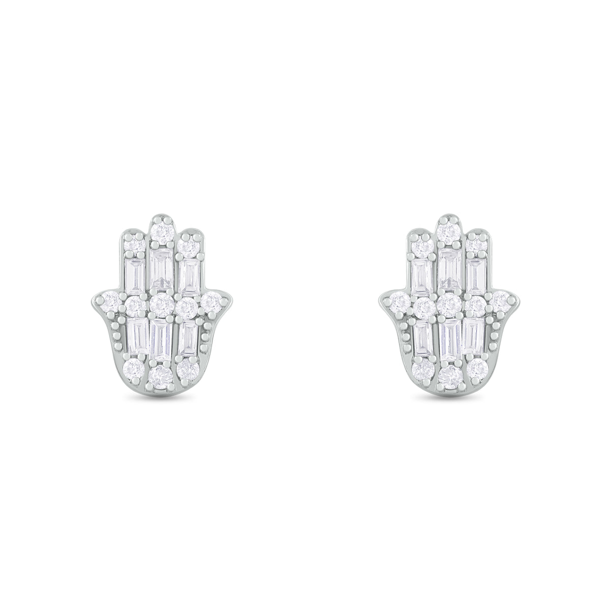 EFC54276. 14K Solid Gold Diamond Hamsa Hand Studs